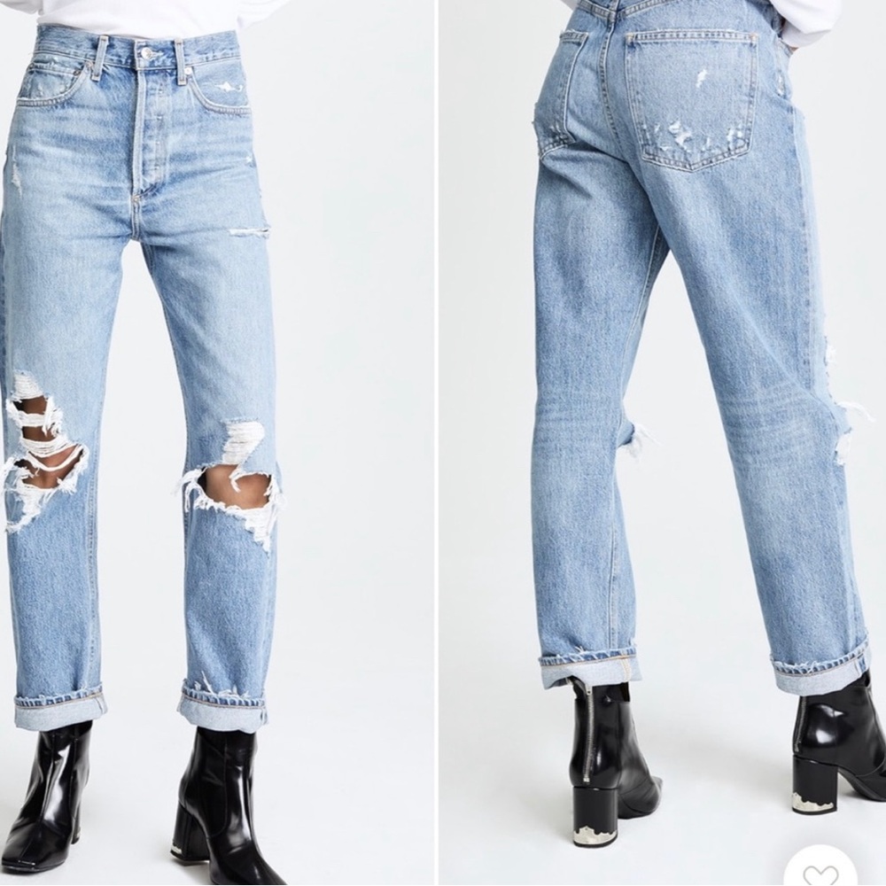 Agolde 90s Mid Rise Loose Distressed Jeans